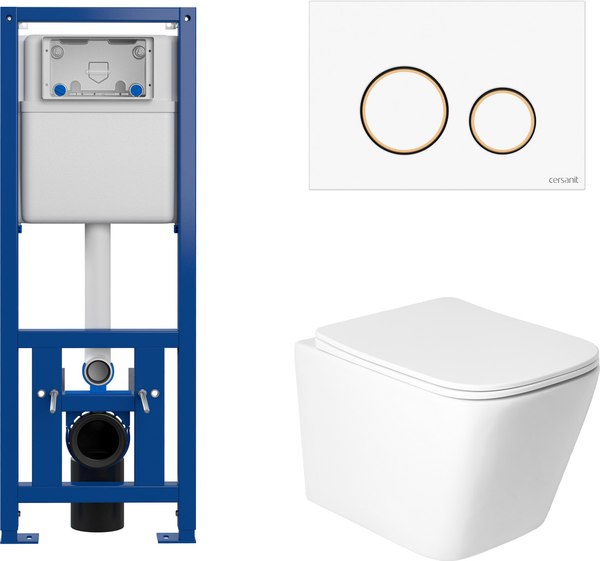 Унитаз подвесной с инсталляцией Saniteco KW-9004WS + 63535 + S-IN-MZ-LINK_PRO