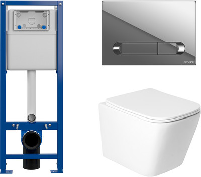 Унитаз подвесной с инсталляцией Saniteco KW-9004WS + 64110 + S-IN-MZ-VECTOR -