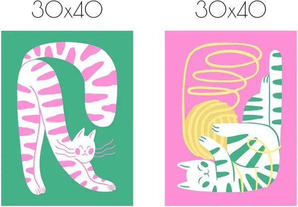 Постеры Citydecor Котик 7 (2шт, 30x40)