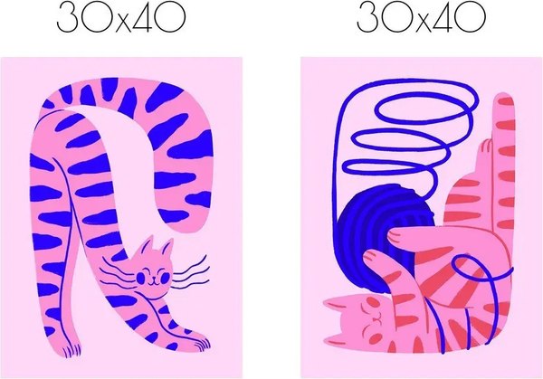 Постеры Citydecor Котик 8 (2шт, 30x40)