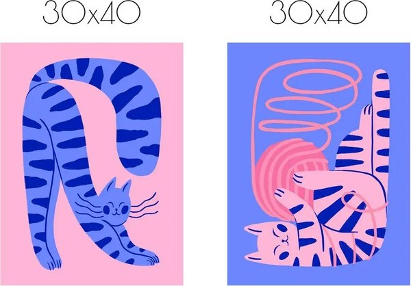 Постеры Citydecor Котик 9 (2шт, 30x40)