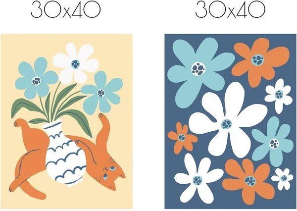 Постеры Citydecor Кот и ваза 4 (2шт, 30x40)