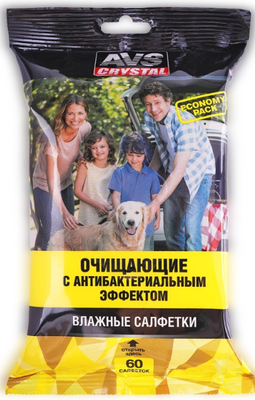 Влажные салфетки AVS Очищающие с антибактериальным эффектом AVK-208 / A85541S (60шт) - 