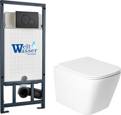 

Унитаз подвесной с инсталляцией, KW-9004WS + Marberg 507 RD MT-BL + Marberg 507