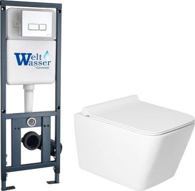 Унитаз подвесной с инсталляцией Saniteco KW-9004W + Marberg 410 SE CR + Marberg 410 - 