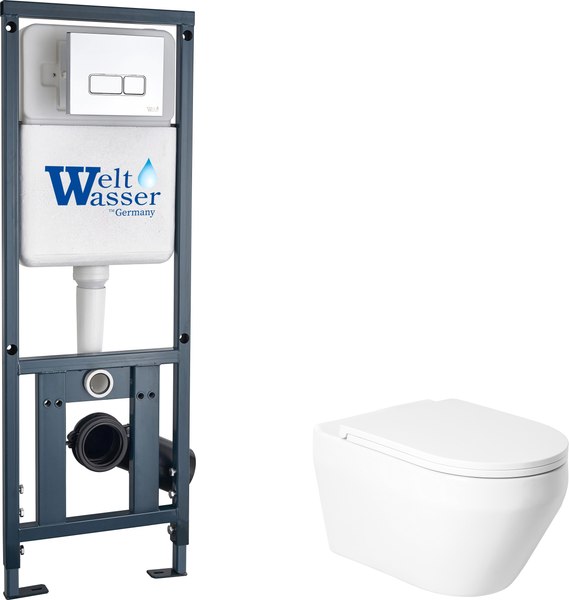 Унитаз подвесной с инсталляцией Saniteco KW-9009W + Marberg 410 SE CR + Marberg 410