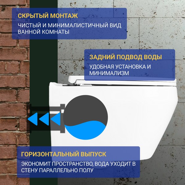 Унитаз подвесной с инсталляцией Saniteco KW-9009W + Marberg 410 SE CR + Marberg 410