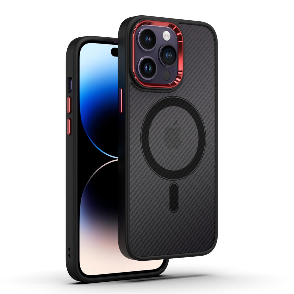 Чехол-накладка Bingo Metal Magnetic Carbon для Apple iPhone 15 Pro (красный) — фото 2