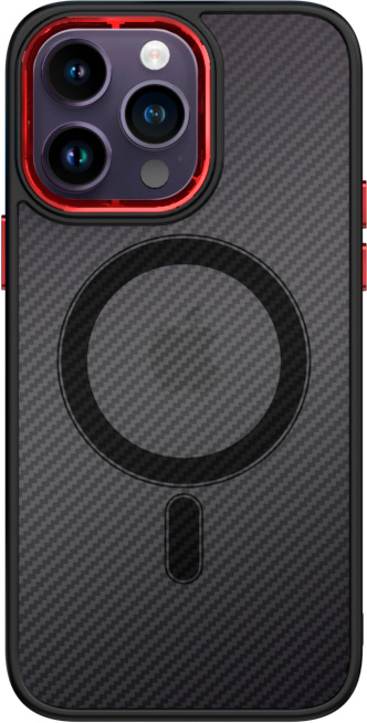 Чехол-накладка Bingo Metal Magnetic Carbon для Apple iPhone 15 Pro (красный) — фото 1