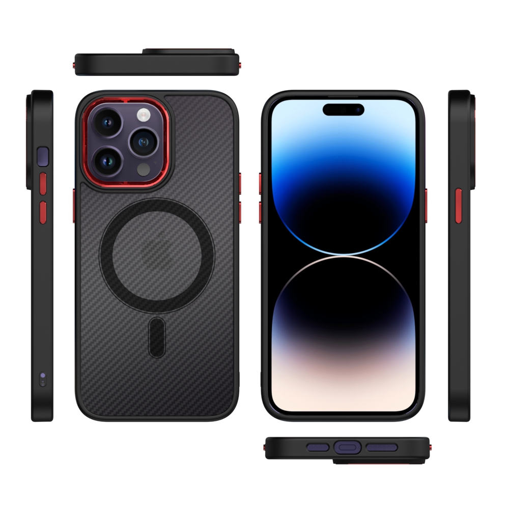 Чехол-накладка Bingo Metal Magnetic Carbon для Apple iPhone 15 Pro (красный) — фото 4