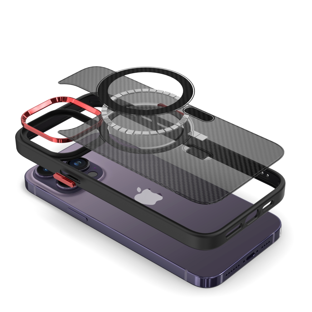 Чехол-накладка Bingo Metal Magnetic Carbon для Apple iPhone 15 Pro (красный) — фото 5