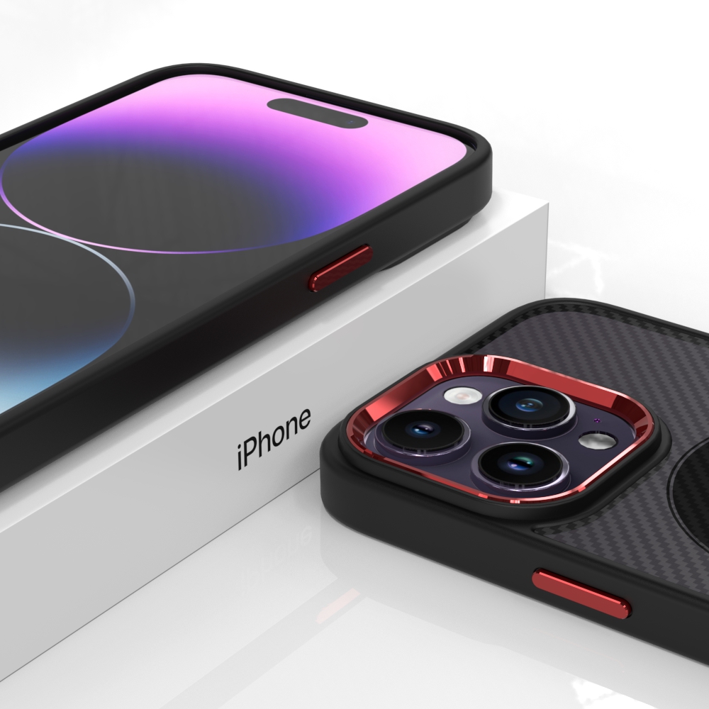 Чехол-накладка Bingo Metal Magnetic Carbon для Apple iPhone 15 Pro (красный) — фото 6