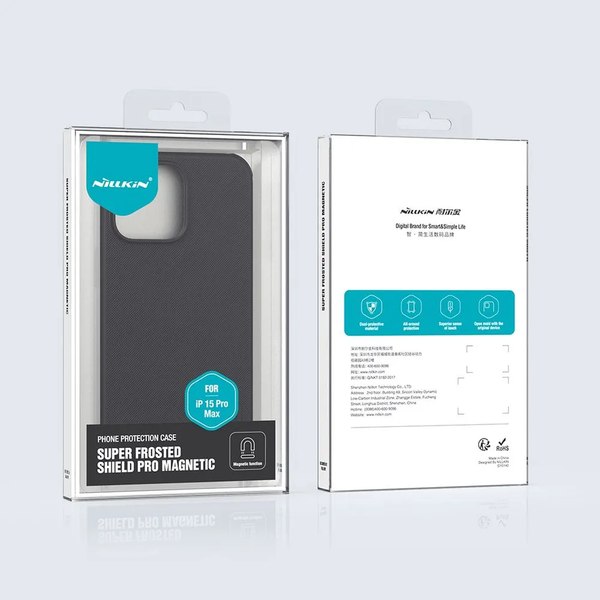 Чехол-накладка Nillkin Super Frosted Shield Pro для Apple iPhone 15 Pro Max (черный)