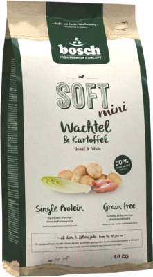 Полувлажный корм для собак Bosch Petfood Soft Mini Quail&Potato (1кг)