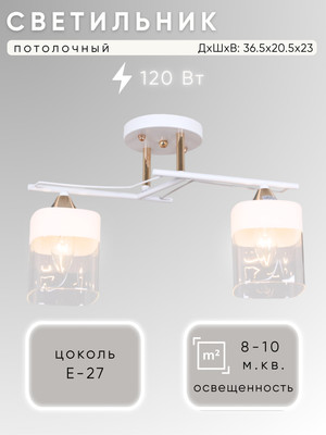 Потолочный светильник Aitin-Pro НПБ 02-2x60-101 / 6096/2 (белый/золото) -