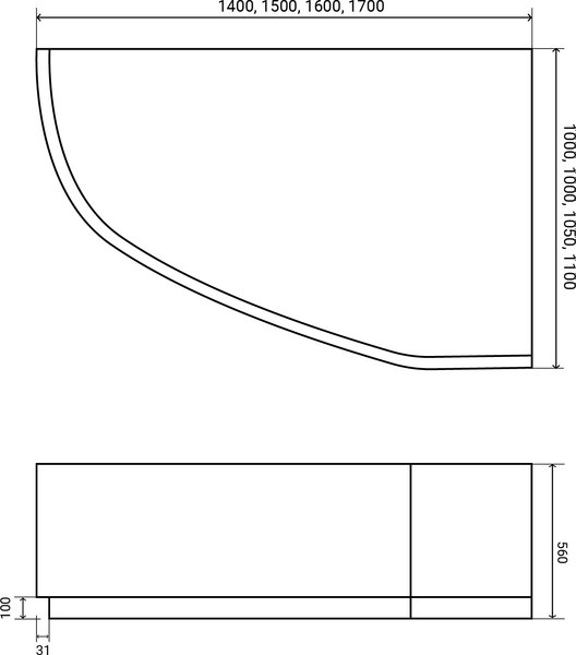 Купить Ванна акриловая Lauter Valencia 140x95 / 2102140R в Гомеле