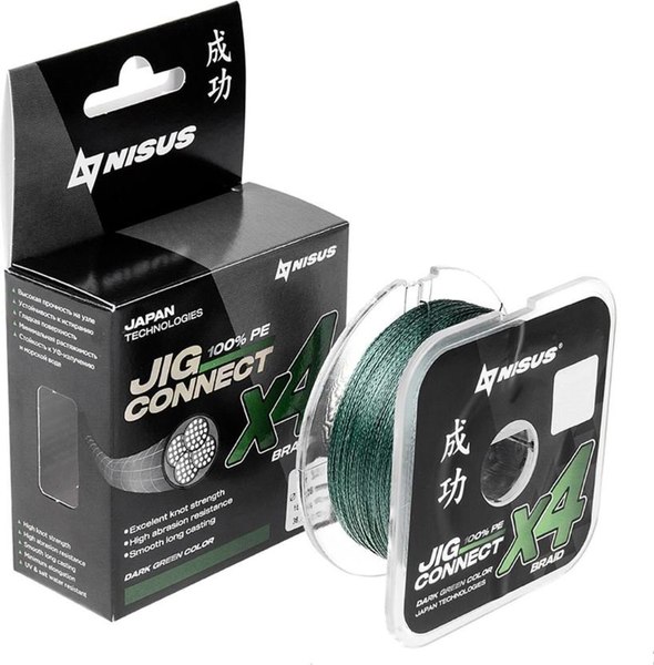 Леска плетеная Nisus JIG Connect X4 PE Dark Green 12.0 0.70mm / T-N-JC-X4-0.70-100-DG (100м)
