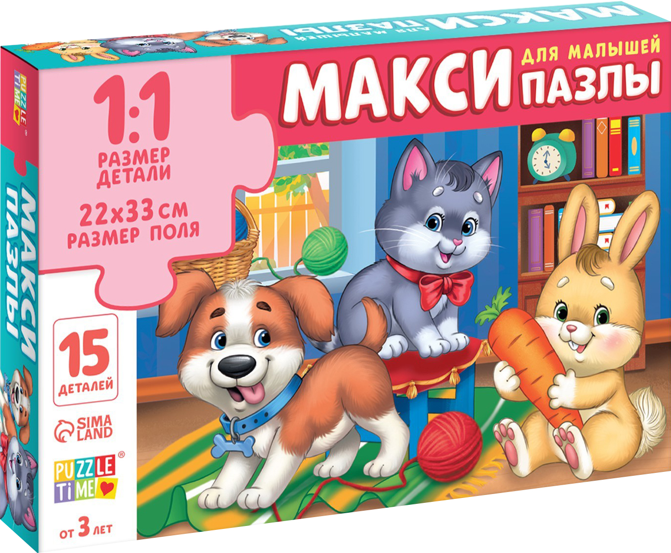 Развивающая игра Puzzle Time Макси-пазлы. В гостях у зверят / 9178209 (15эл)