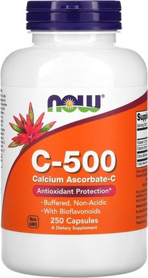 Комплексная пищевая добавка NOW Now Foods Vitamin C-500 Ascorbate (250 капсул) - 