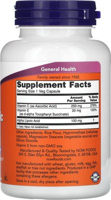 Жирные кислоты NOW Foods Alpha Lipoic Acid 100mg (120капсул)