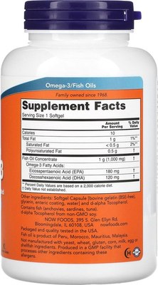 Жирные кислоты NOW Omega-3 180 EPA/120DHA (180капсул)