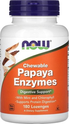 Комплексная пищевая добавка NOW Papaya Enzyme Chewable (180таблеток) - 