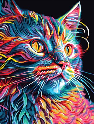 

Картина по номерам, Неоновый кот / КХ3040_53848