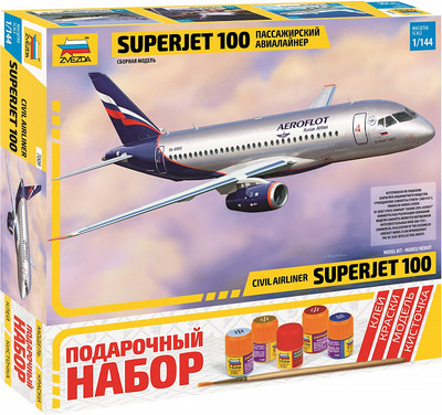 Сборная модель Звезда Пассажирский авиалайнер Суперджет 100 / 7009П -