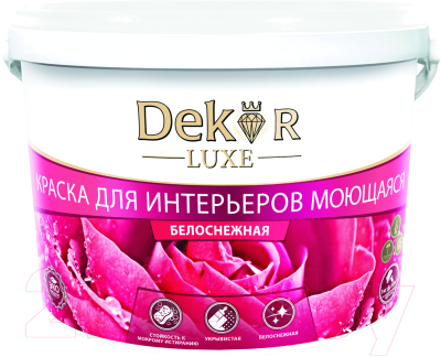 Краска Dekor ВД-АК 216 моющаяся для интерьера (7кг, белоснежный)