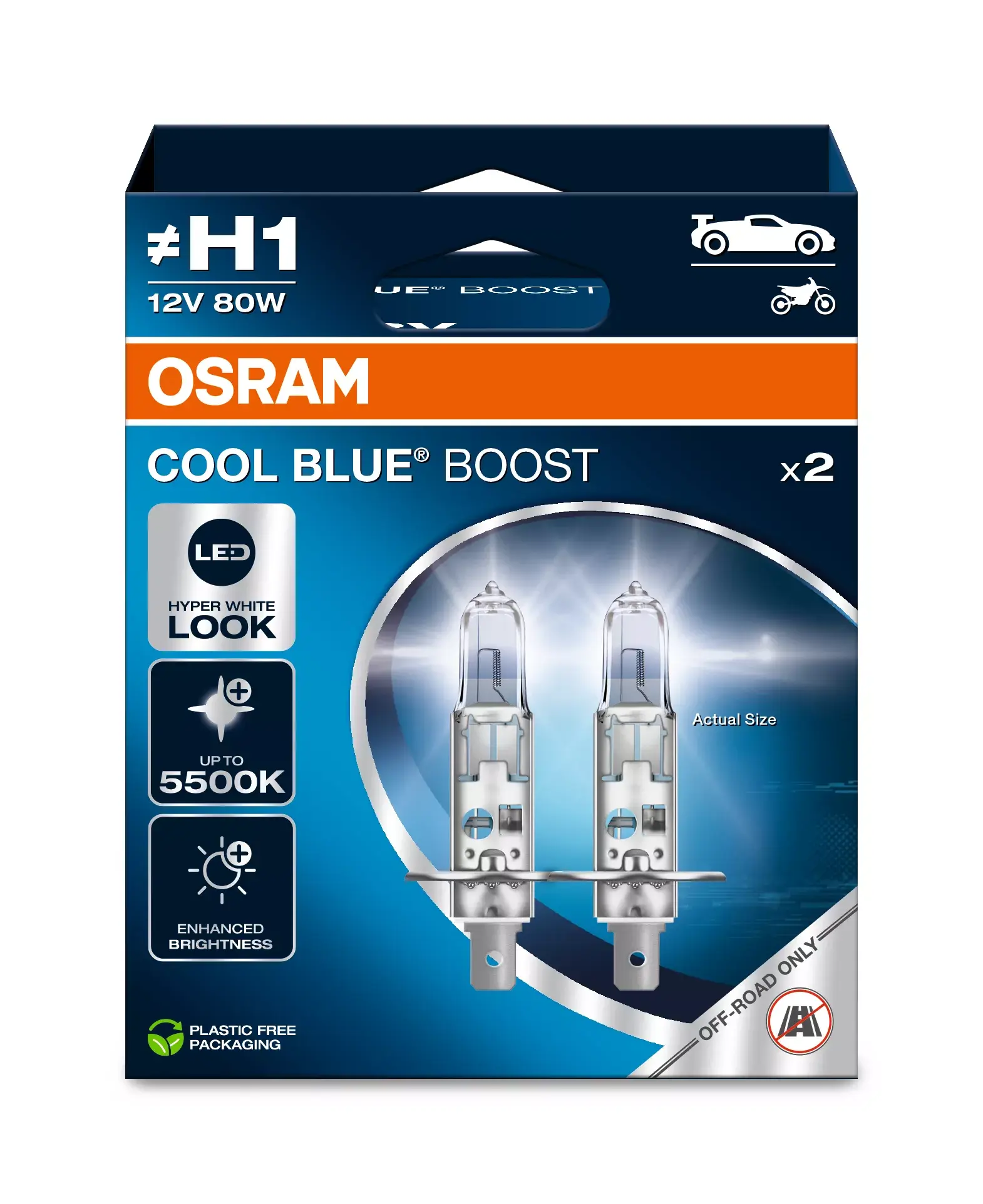 Комплект автомобильных ламп Osram H1 62150CBH+-HCB