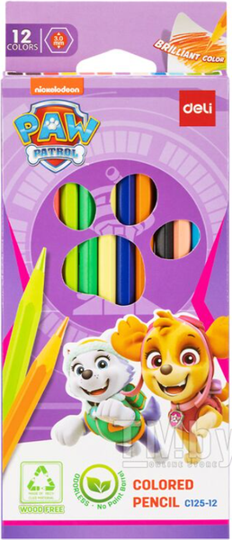 Набор цветных карандашей Deli Paw Patrol / EC125-12 (12цв)