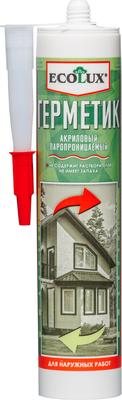 Герметик акриловый Ecolux Паропроницаемый наружный (290мл, белый) - 
