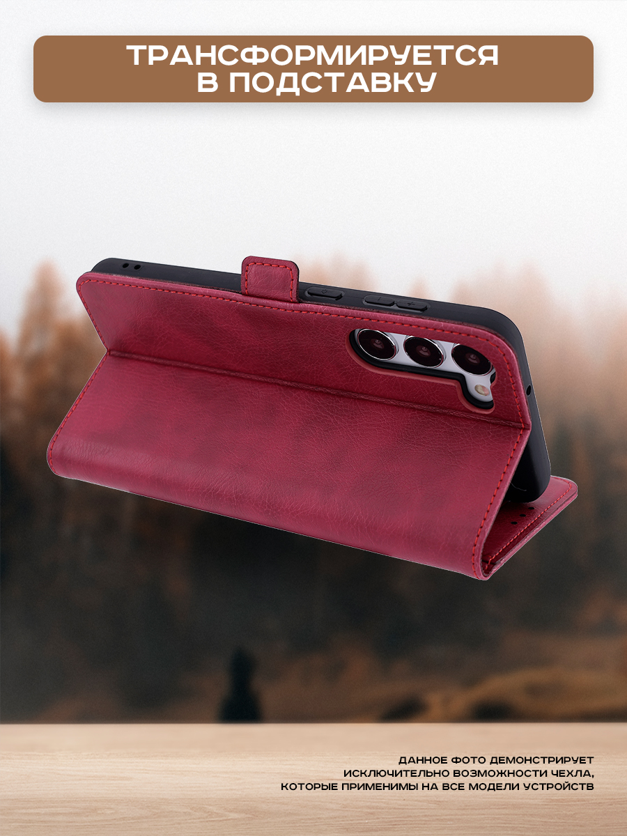 Чехол-книжка Case Book для Honor X6b с магнитной застежкой (темно-красный) — фото 5
