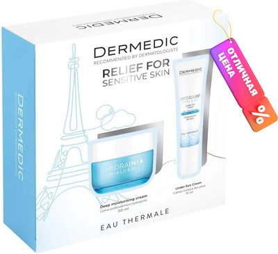Набор косметики для лица Dermedic Hydrain3 Крем SPF15 50мл+Крем для век 15мл - 