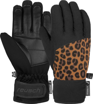 Перчатки лыжные Reusch Beatrix R-Tex Xt Junior / 6361277-7054 (р.6, Black/Brown Leopard) -