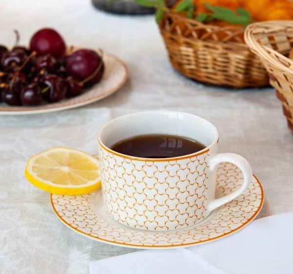 Чашка с блюдцем HomeQueen Медовая 77095