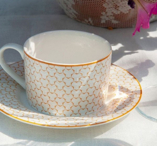 Чашка с блюдцем HomeQueen Медовая 77095