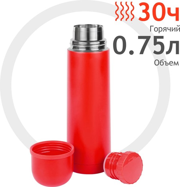 Термос для напитков Relaxika 101 (750мл, красный/без логотипа)