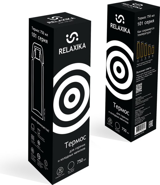 Термос для напитков Relaxika 101 (750мл, вороненая сталь/без логотипа)