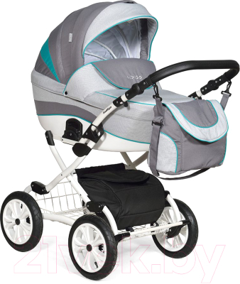 Детская универсальная коляска INDIGO 18 Plus 12" (42, темно-серый/светло-серый/зеленый)