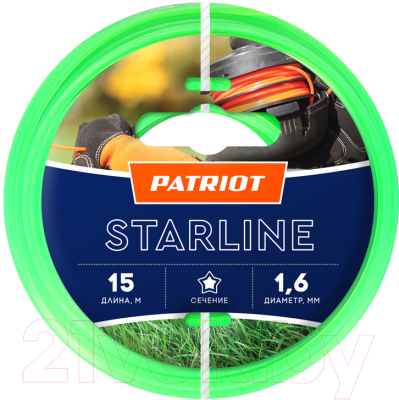 Леска для триммера PATRIOT Starline 1.6мм/15м (звезда, синий)