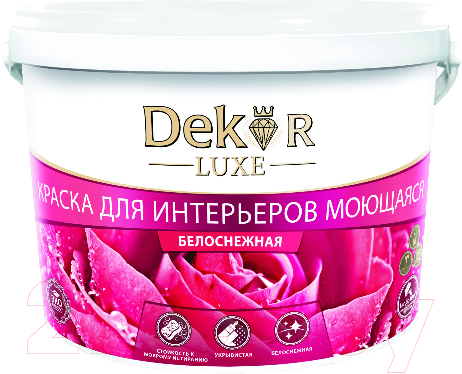 Краска Dekor ВД-АК 216 моющаяся для интерьера (1.1кг, белоснежный)