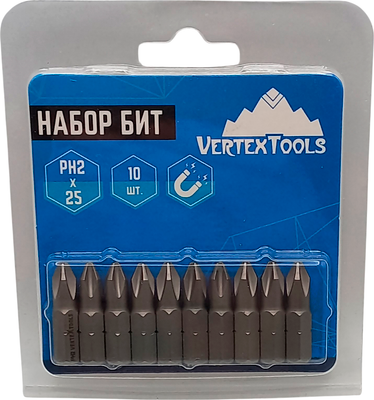 Набор бит Vertex Tools БТ-PH2-25 (10шт) - 