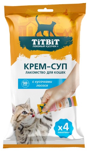 Лакомство для кошек TiTBiT Крем-суп с кусочками лосося / 26274 (10г)