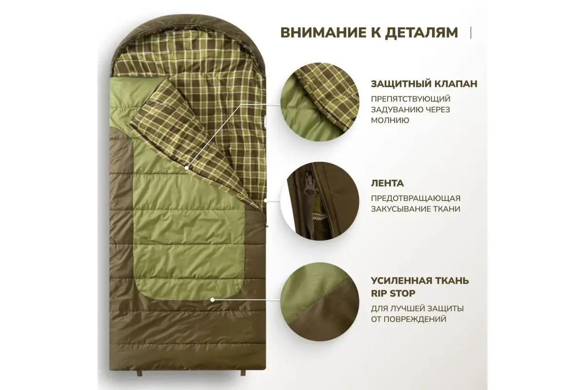 Спальный мешок RSP Outdoor Chill 300 Big / SB-СH-300-BIG-GNBR-L (зеленый/коричневый) — фото 4