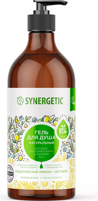 Гель для душа Synergetic Сицилийский лимон и ветивер (750мл) - 