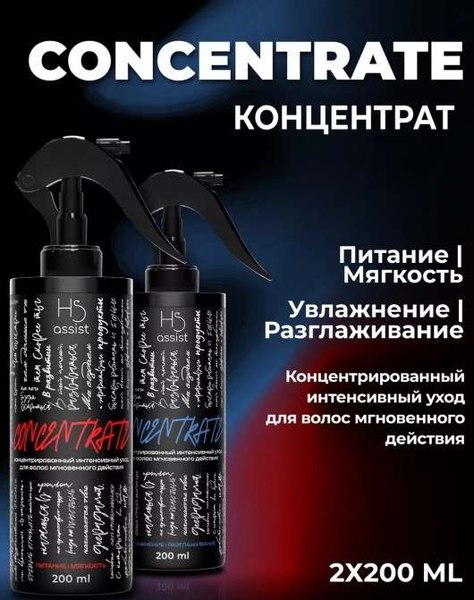 Набор косметики для волос Hair Sekta Concentrate Спрей Мягкость+Увлажнение 2x200мл