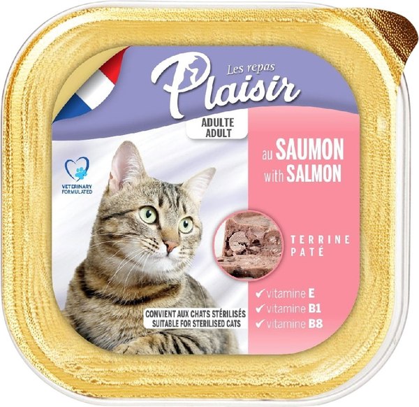 Влажный корм для кошек Plaisir паштет из лосося (100г)