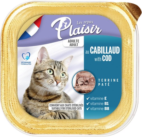 Влажный корм для кошек Plaisir паштет из трески (100г)