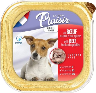 Влажный корм для собак Plaisir паштет из говядины, сердца и овощей (150г) - 